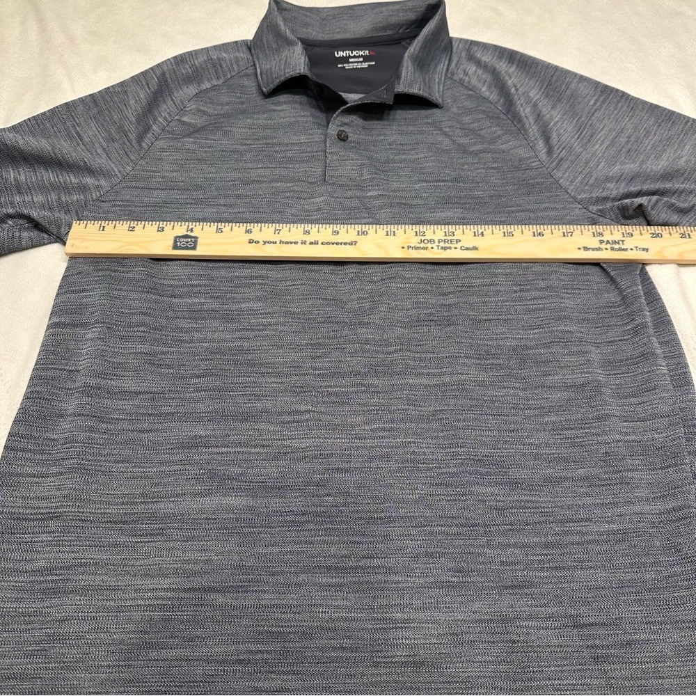 UNTUCKit Men's Hannifer Polo Shirt Medium Heathered Blue Short Sleeve Golf - Picture 6 of 7